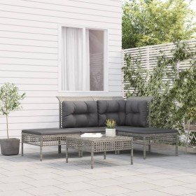 Set de muebles de jardín 5 pzas y cojines ratán sintético gris en Conjuntos de jardín | Comprar online en Foro24