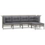 Set de muebles de jardín 5 pzas y cojines ratán sintético gris