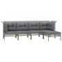 Set de muebles de jardín 5 pzas y cojines ratán sintético gris