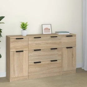 Sperrholz Anrichte 3er Set Sonoma Eiche Farbe von vidaXL, Sideboards - Ref: Foro24-3115822, Preis: 176,84 €, Rabatt: %