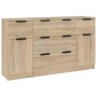 Sperrholz Anrichte 3er Set Sonoma Eiche Farbe von vidaXL, Sideboards - Ref: Foro24-3115822, Preis: 175,41 €, Rabatt: %