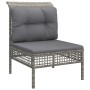 Set de muebles de jardín 6 pzas y cojines ratán sintético gris