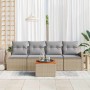 Conjunto de sofá de jardín 5 pcs Beige Poliratán