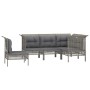 Set de muebles de jardín 5 pzas y cojines ratán sintético gris