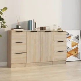 Sideboards 3 Stück Sonoma-Eichensperrholz von vidaXL, Sideboards - Ref: Foro24-3115838, Preis: 172,15 €, Rabatt: %