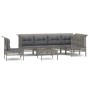 Set de muebles de jardín 7 pzas y cojines ratán sintético gris