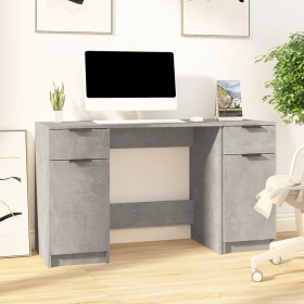 Betongrauer Sperrholzschreibtisch mit Beistellschrank von vidaXL, Schreibtische - Ref: Foro24-3115911, Preis: 144,34 €, Rabat...