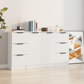 Sideboards 3 pieces plywood white by vidaXL, Sideboards - Ref: Foro24-3115836, Price: 170,61 €, Discount: %
