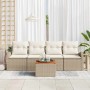 Conjunto de sofá de jardín 5 pcs Beige Poliratán
