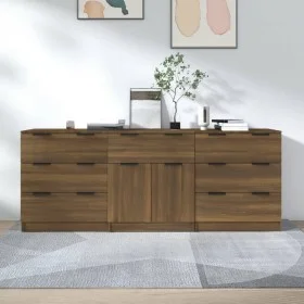 Eiche braun Sperrholz Anrichte 3 Stück von vidaXL, Sideboards - Ref: Foro24-3115803, Preis: 220,23 €, Rabatt: %
