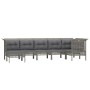 Set de muebles de jardín 7 pzas y cojines ratán sintético gris