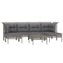 Set de muebles de jardín 7 pzas y cojines ratán sintético gris