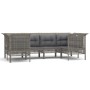 Set de muebles de jardín 6 pzas y cojines ratán sintético gris