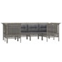 Set de muebles de jardín 6 pzas y cojines ratán sintético gris