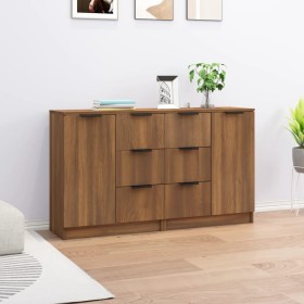 Sideboards 2 pcs brown oak plywood 60x30x70 cm by vidaXL, Sideboards - Ref: Foro24-3115795, Price: 158,86 €, Discount: %