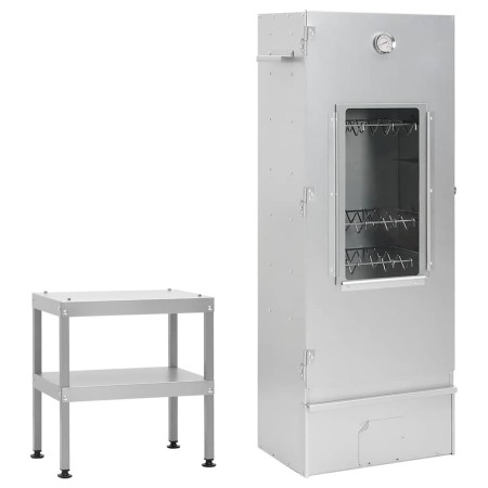 Horno ahumador de barbacoa con mesa acero galvanizado