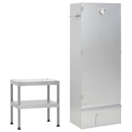 Horno ahumador de barbacoa con mesa acero galvanizado