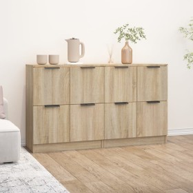 Sideboards 2 pcs Sonoma oak plywood 60x30x70 cm by vidaXL, Sideboards - Ref: Foro24-3115806, Price: 126,71 €, Discount: %