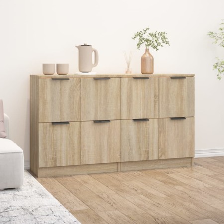 Aparadores 2 uds madera contrachapada roble Sonoma 60x30x70 cm de vidaXL, Aparadores - Ref: Foro24-3115806, Precio: 126,64 €,...