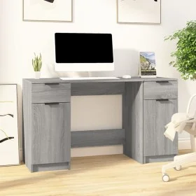 Sonoma grauer Sperrholzschreibtisch mit Beistellschrank von vidaXL, Schreibtische - Ref: Foro24-3115914, Preis: 150,03 €, Rab...