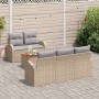 Conjunto de sofá de jardín 6 pcs Beige Poliratán