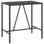 Mesa bar y taburetes jardín 7 pzas madera acacia ratán PE negro
