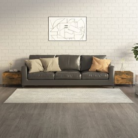 Coffee tables with metal legs 2 units smoked oak 50x50x40 cm by vidaXL, Coffee table - Ref: Foro24-817538, Price: 74,87 €, Di...