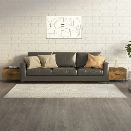 Mesas de centro con patas metal 2 uds roble ahumado 50x50x40 cm de vidaXL, Mesas de centro - Ref: Foro24-817538, Precio: 62,9...
