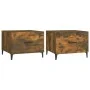 Mesas de centro con patas metal 2 uds roble ahumado 50x50x40 cm de vidaXL, Mesas de centro - Ref: Foro24-817538, Precio: 62,9...