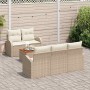Conjunto de sofá de jardín 6 pcs Beige Poliratán