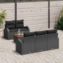 Conjunto de sofá de jardín 6 pcs Negro Poliratán