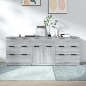 3-teiliges Sideboard aus grauem Sonoma-Sperrholz von vidaXL, Sideboards - Ref: Foro24-3115802, Preis: 241,27 €, Rabatt: %