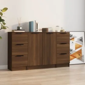 Sideboards 3 Stück Eiche braun Sperrholz von vidaXL, Sideboards - Ref: Foro24-3115843, Preis: 180,83 €, Rabatt: %
