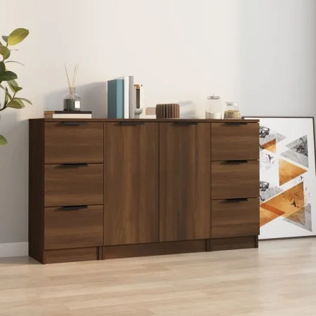 Sideboards 3 pieces plywood brown oak by vidaXL, Sideboards - Ref: Foro24-3115843, Price: 180,81 €, Discount: %