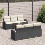 Conjunto de sofá de jardín 7 pcs Negro Poliratán