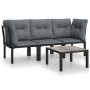 Set de muebles de jardín 4 piezas ratán sintético negro y gris