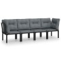 Set de muebles de jardín 4 piezas ratán sintético negro y gris