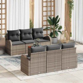 Conjunto de sofá de jardín 7 pcs Gris Poliratán en Conjuntos de jardín | Comprar online en Foro24