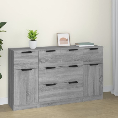Sonoma gray plywood 3-piece sideboard set by vidaXL, Sideboards - Ref: Foro24-3115826, Price: 189,07 €, Discount: %