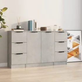 Sideboards 3 Stück zementgraues Sperrholz von vidaXL, Sideboards - Ref: Foro24-3115839, Preis: 140,70 €, Rabatt: %