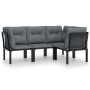 Set de muebles de jardín 4 piezas ratán sintético negro y gris