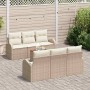 Conjunto de sofá de jardín 7 pcs Beige Poliratán