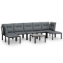 Juego de muebles de jardín 8 pzas ratán sintético negro y gris