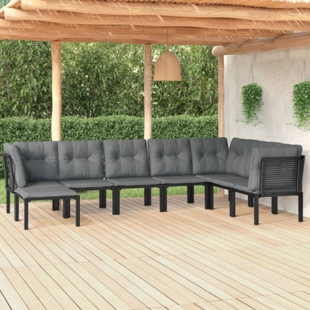 Juego de muebles de jardín 8 pzas ratán sintético negro y gris