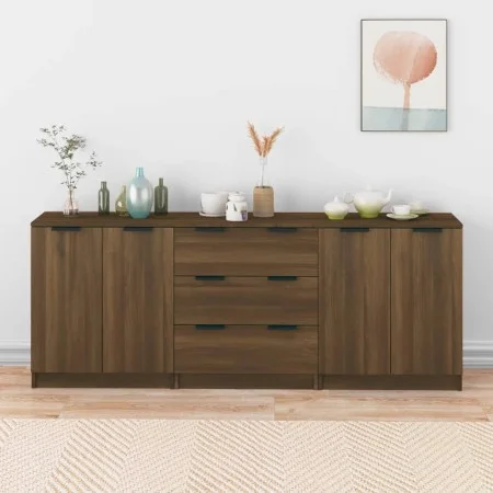 3-piece brown oak plywood sideboard by vidaXL, Sideboards - Ref: Foro24-3115787, Price: 224,56 €, Discount: %