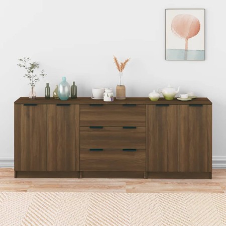 Eiche braun Sperrholz Anrichte 3 Stück von vidaXL, Sideboards - Ref: Foro24-3115787, Preis: 222,72 €, Rabatt: %