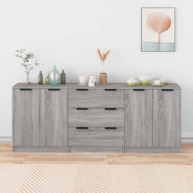 3-teiliges Sideboard aus grauem Sonoma-Sperrholz von vidaXL, Sideboards - Ref: Foro24-3115786, Preis: 224,53 €, Rabatt: %