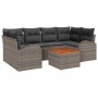 Conjunto de sofá de jardín 7 pcs Gris Poliratán