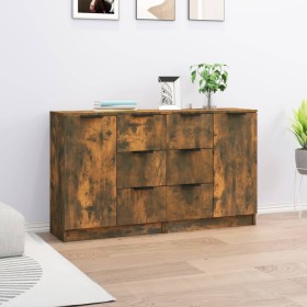 Aparadores 2 uds madera contrachapada roble ahumado 60x30x70 cm de vidaXL, Aparadores - Ref: Foro24-3115793, Precio: 144,30 €...