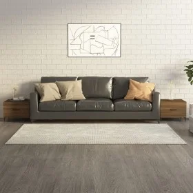 Coffee tables with metal legs 2 units brown oak 50x50x40 cm by vidaXL, Coffee table - Ref: Foro24-817542, Price: 64,99 €, Dis...